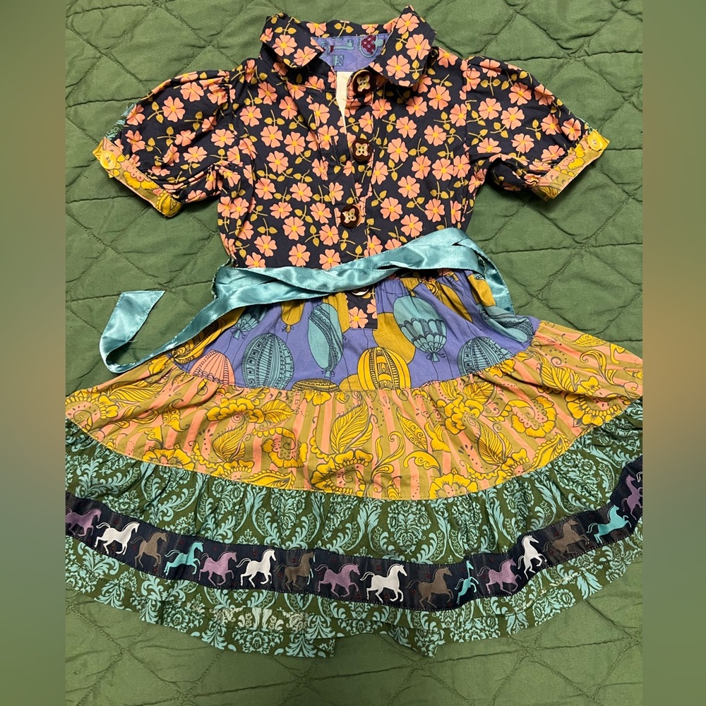 Matilda Jane paint by numbers dress with horse details, flowers, hot air balloon
